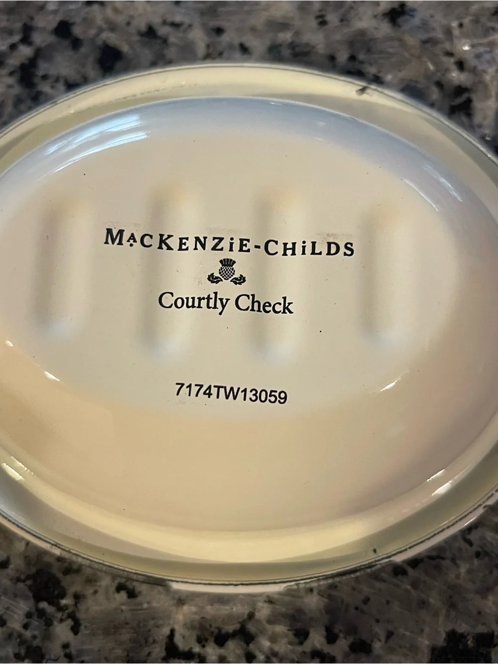 MacKenzie - Childs Enamel Courtly Check  Soap Dish
